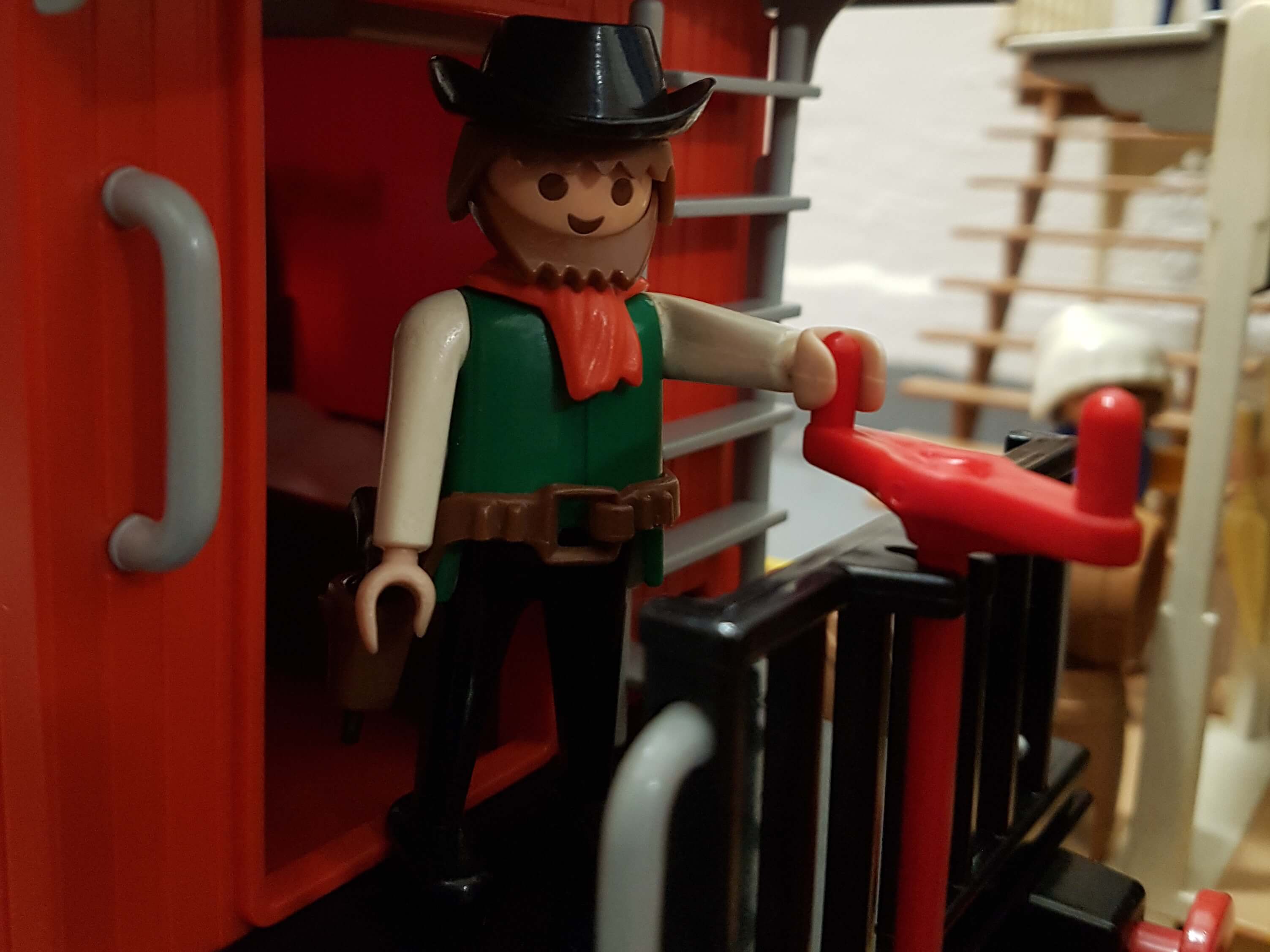 Ranger an der Bremskurbel der Caboose Ranger an der Bremskurbel der Caboose