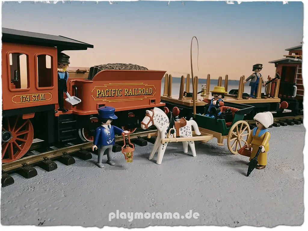 Playmobil Westernbahn komplett aufgebaut mit Figuren