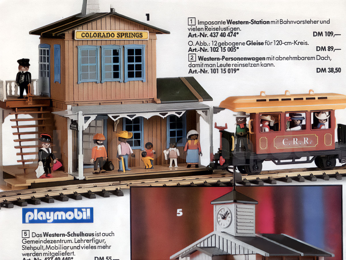 PLAYMOBIL VINTAGE WESTERN panneau affiche gare colorado springs set