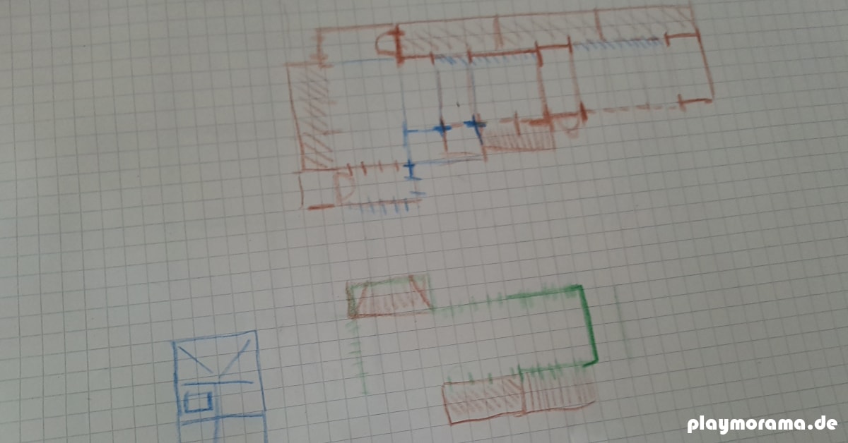 Erster Entwurf. Bundstift-Zeichnung meiner Custom Güterabfertigung