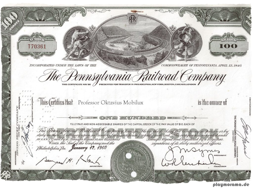Aktienpapier der Pennsylvania Railroad