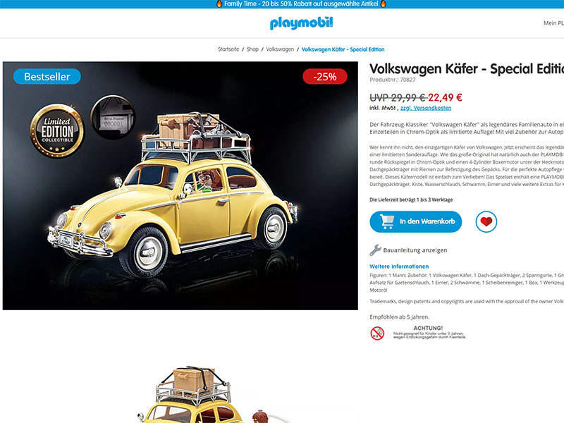 Playmobil Käfer 70827 für 22,49€