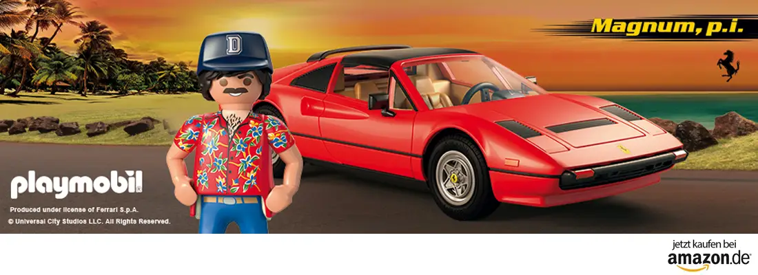 „Magnum, P.I.” kommt ins PLAYMOBIL-Universum - in seinem Ferrari!